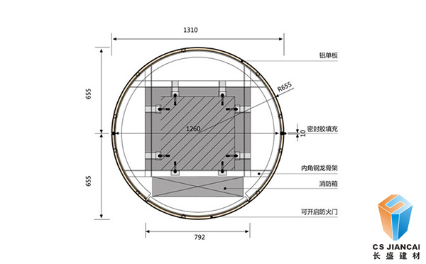 包柱氟碳铝单板安装节点示意图