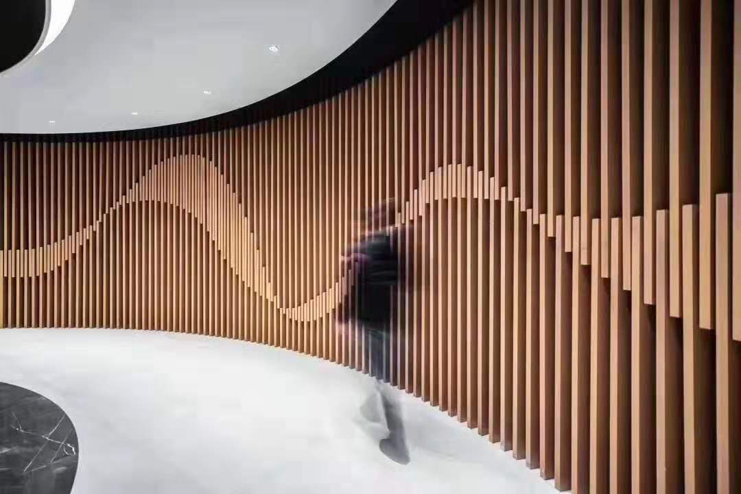 长盛弧形铝方通吊顶木纹效果